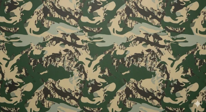 TV-D1 camouflage artwork with layered woodland greens, brown, tan, and dark shapes