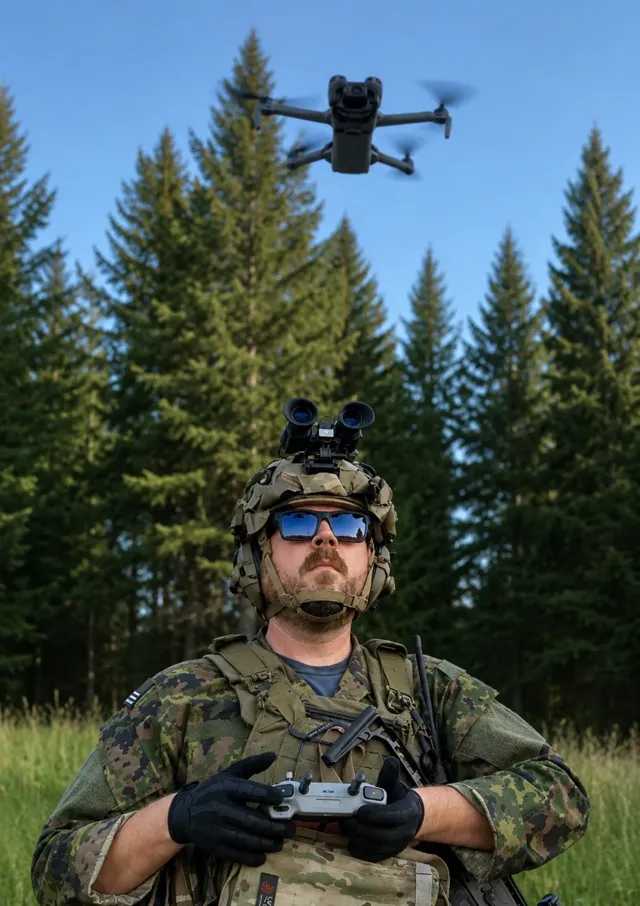 Cody operating a DJI drone outdoors in Northwest Montana