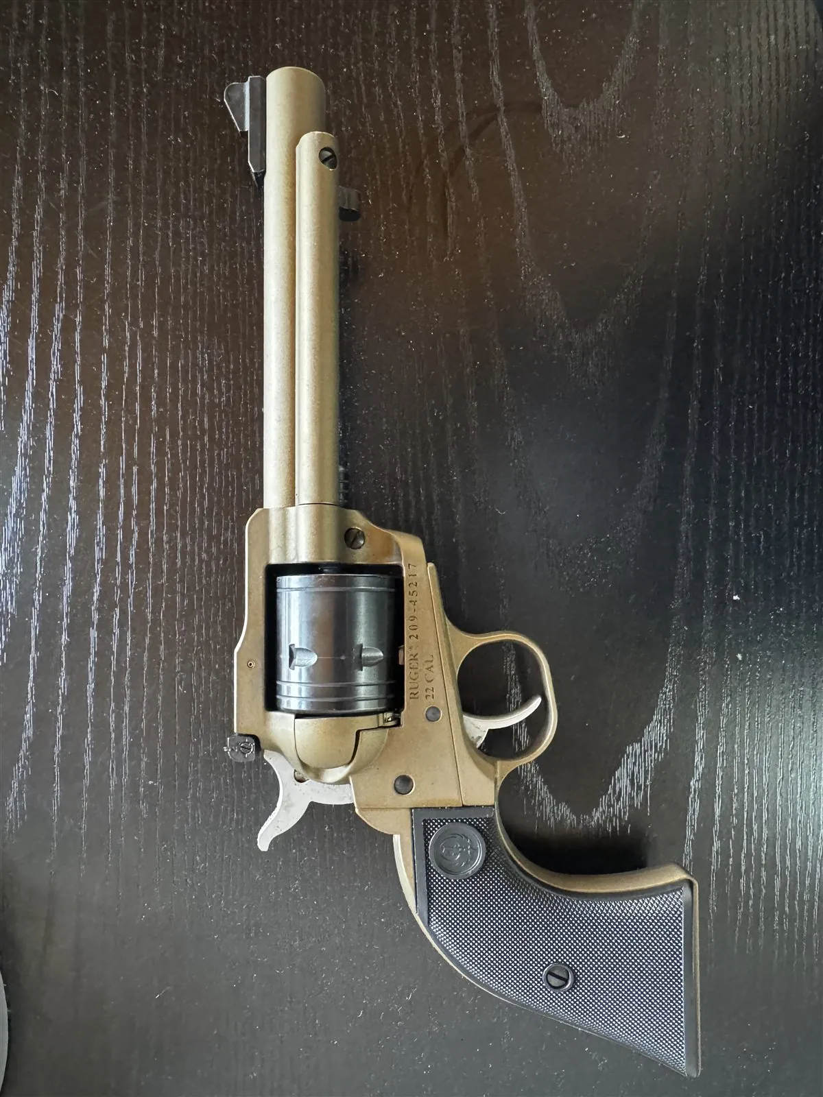 Ruger Wrangler .22 revolver on a dark tabletop