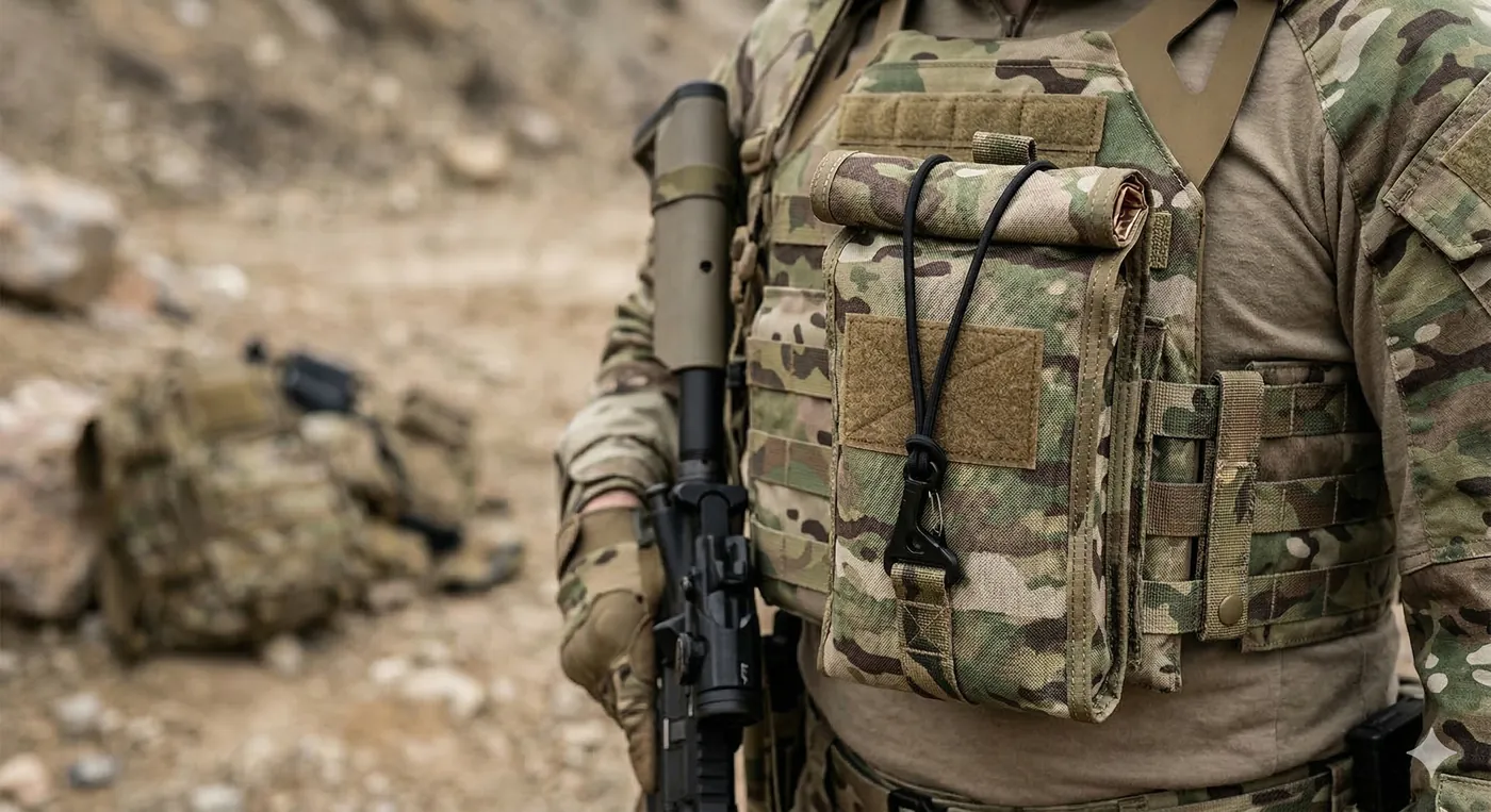 AI-generated concept render: KTT Faraday Pouch on a plate carrier