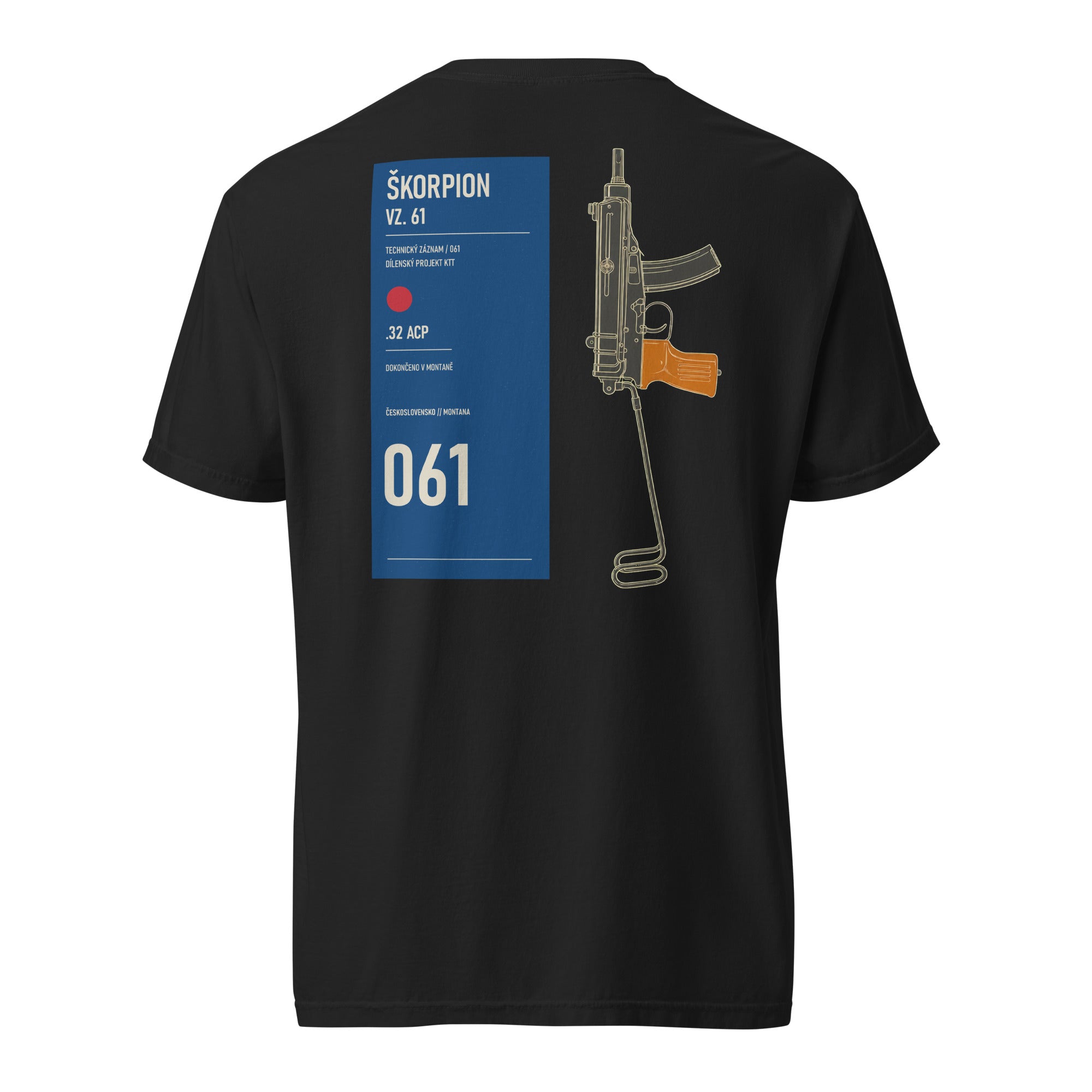 VZ61 Technical Record heavyweight tee back artwork