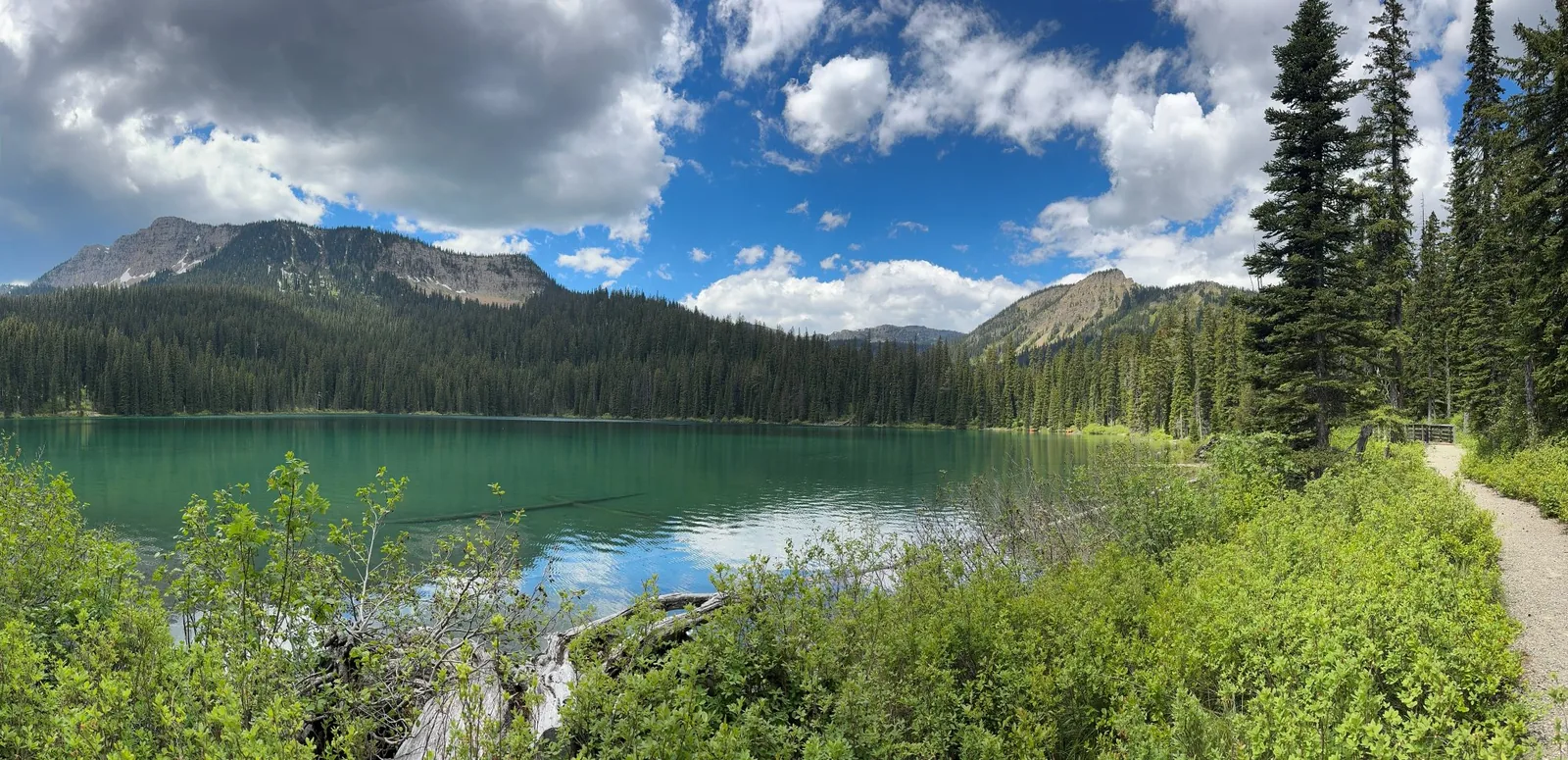 Northwest Montana lake, timber, and mountain terrain
