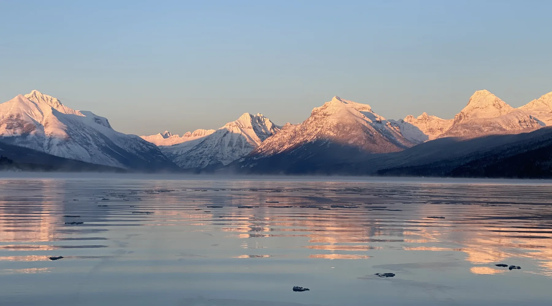 Northwest Montana mountains and winter waterline